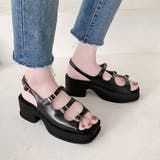 ブラック | 韓国 厚底 ヒールサンダル レディース | SUNSHINE CLOSET