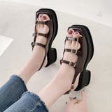 ブラウン | 韓国 厚底 ヒールサンダル レディース | SUNSHINE CLOSET