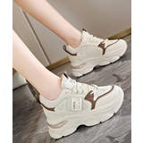 ライトベージュ | 厚底ダッドスニーカー ボリューム感 美脚 | ANGELCLOSET
