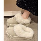 ベージュ | ファーサボサンダル厚底レディースモカシン | ANGELCLOSET