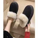 ブラック | ファーサボサンダル厚底レディースモカシン | ANGELCLOSET
