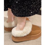 キャメル | ファーサボサンダル厚底レディースモカシン | ANGELCLOSET
