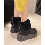 ブラック | 厚底ムートンブーツ 裏起毛ショートブーツ | SUNSHINE CLOSET