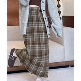 ブラウン | チェック柄タイトスカート バックスリット | Miniministore