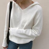 ホワイト | フード付き ニットトップス レディース | Miniministore