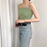 ミントグリーン | リブニット タンクトップ スクエアネック | Miniministore