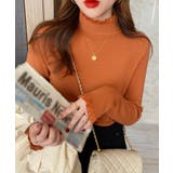 オレンジ | ハイネックニットトップスフリルニットソー | Miniministore