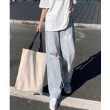 サックス | ダメージデニムパンツハイウエストジーパン | Miniministore