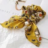 フラワー柄*イエロー | スカーフ シュシュ ヘアゴム | Miniministore
