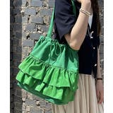 グリーン | ティアードフリルトートバッグ キャンバス | Miniministore