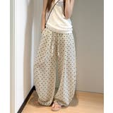 アイボリー | ドット柄ワイドパンツ韓国風春夏ラフパンツ | Miniministore