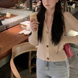 ベージュ | 折り襟リブニット 韓国風 レディース | Miniministore
