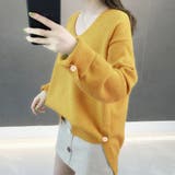 イエロー | vネックニットトップス レディース 秋冬 | Miniministore