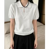 ハーフジップポロシャツ 半袖サマーニット | Miniministore | 詳細画像3 