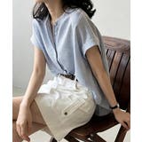 ストライプシャツブラウスフレンチスリーブ | Miniministore | 詳細画像10 