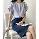ストライプシャツブラウスフレンチスリーブ | Miniministore | 詳細画像12 