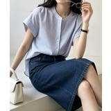 ストライプシャツブラウスフレンチスリーブ | Miniministore | 詳細画像14 