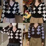 アーガイル柄 ニットカーディガン レトロ | Miniministore | 詳細画像2 