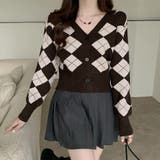 アーガイル柄 ニットカーディガン レトロ | Miniministore | 詳細画像9 