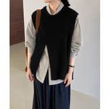 リブニットベスト 前後スリットニットジレ | Miniministore | 詳細画像6