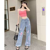ピンク ダメージデニムパンツ レディース | Miniministore | 詳細画像7 