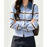おしゃれニットトップスレディース 大人カジュアルカーディガン配色ポロカラー セー… | SUNSHINE CLOSET | 詳細画像14