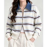 おしゃれニットトップスレディース 大人カジュアルカーディガン配色ポロカラー セー… | SUNSHINE CLOSET | 詳細画像3