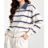 おしゃれニットトップスレディース 大人カジュアルカーディガン配色ポロカラー セー… | SUNSHINE CLOSET | 詳細画像4
