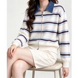 おしゃれニットトップスレディース 大人カジュアルカーディガン配色ポロカラー セー… | SUNSHINE CLOSET | 詳細画像6
