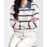 おしゃれニットトップスレディース 大人カジュアルカーディガン配色ポロカラー セー… | SUNSHINE CLOSET | 詳細画像7