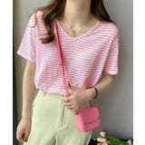 ボーダー柄Tシャツ Vネックカットソー夏 | Miniministore | 詳細画像14 
