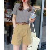 ボーダー柄Tシャツ Vネックカットソー夏 | Miniministore | 詳細画像5 