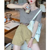 ボーダー柄Tシャツ Vネックカットソー夏 | Miniministore | 詳細画像7 