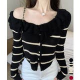 フリルニットトップス オフショルダー秋服 | Miniministore | 詳細画像1 