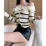 フリルニットトップス オフショルダー秋服 | Miniministore | 詳細画像12 