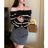 フリルニットトップス オフショルダー秋服 | Miniministore | 詳細画像5 