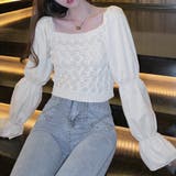 ホワイト | シャツブラウス スクエアネック レディース | Miniministore