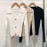 折り襟リブニット 韓国風 レディース | Miniministore | 詳細画像2 