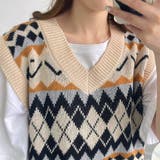 総柄ニットベスト レディース レトロ秋冬 | Miniministore | 詳細画像6