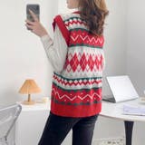 総柄ニットベスト レディース レトロ秋冬 | Miniministore | 詳細画像9