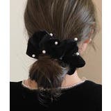 ブラック | パール ヘアリング シュシュ 大人っぽい | SUNSHINE CLOSET