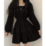 ブラック | ティアードミニワンピース ウエストマーク | SUNSHINE CLOSET