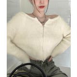 アイボリー | ダブルジップ シャギーニット ショート丈 | Miniministore