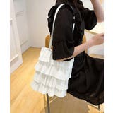 ホワイト | フリルトートバッグ レディース 肩掛け鞄 | ANGELCLOSET