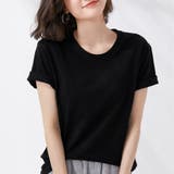 ブラック | tシャツ レディース 半袖 無地ロングT | ANGELCLOSET