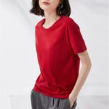 レッド | tシャツ レディース 半袖 無地ロングT | ANGELCLOSET
