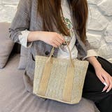 ベージュ | かごバッグ レディース大容量草編みバッグ | Miniministore