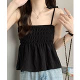 ブラック | シャーリングキャミソール ペプラムキャミ | Miniministore