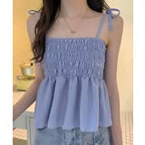 ブルー | シャーリングキャミソール ペプラムキャミ | Miniministore