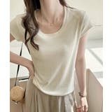 オフホワイト | UネックTシャツ レディース 半袖 夏服 | Miniministore